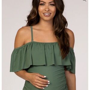 Pinkblush Olive Green Off-Shoulder One Piece Swimsuit